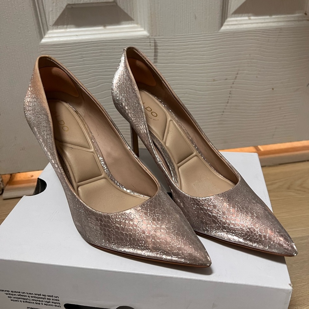 Aldo Shimmering Rose Gold Heels